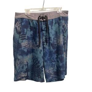 American Fighter Mens Lightweight Shorts Size 36 Performance Blue Gray Pattern